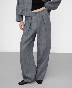 Linen checkered trousers
