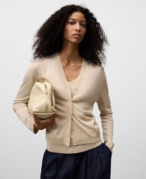 Semi-sheer knit cardigan woman