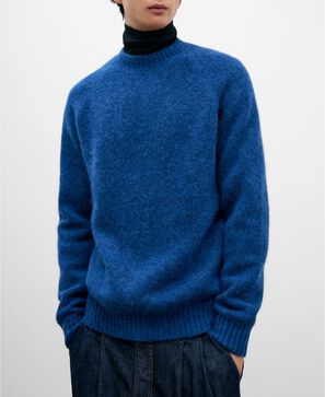 Blue melange woollen sweater for men