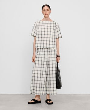 Pantal&oacute;n culotte cuadros seersucker