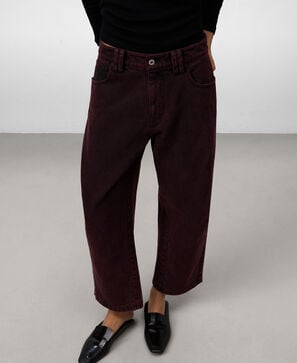 Pantalón tobillero denim lavado mujer