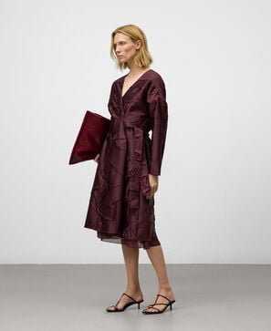 Vestido combinado efecto arrugado mujer