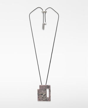 Necklace with resin grid piece woman