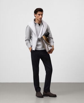 Polo de malha estruturada de manga comprida para homem