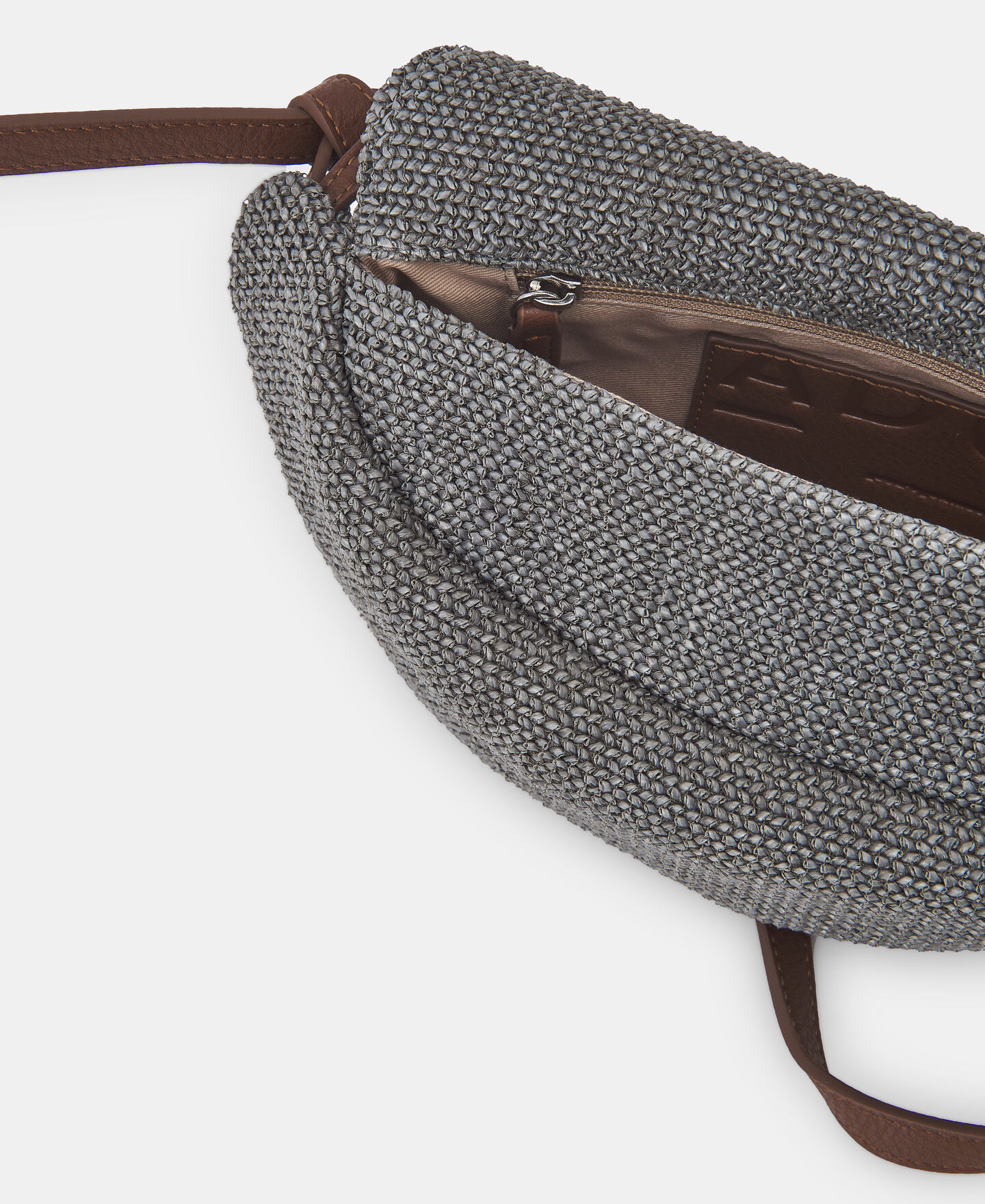 Grey Raffia Shoulder Bag