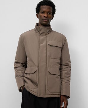Band collar padded jacket man