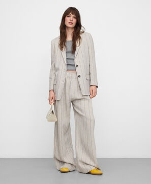 Blazer recto rayas lino europeo