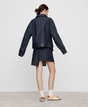 Cotton denim asymmetric jacket