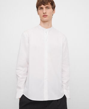 Chemise en coton coupe classique &agrave; col mandarin