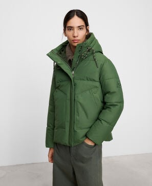 Hooded short padded coat