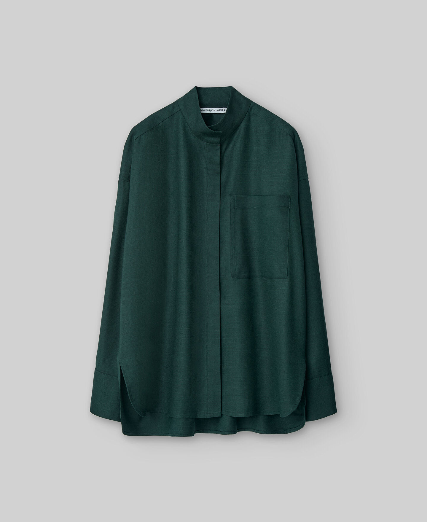 Dark green mandarin collar shirt woman | AD USA