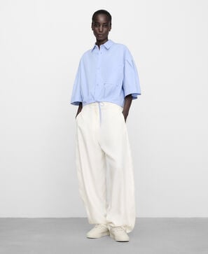 Cotton boxy shirt with adjustable hem