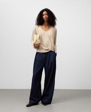 Semi-sheer knit cardigan woman
