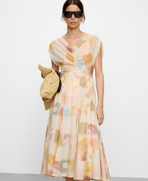 Cotton ruched printed dress