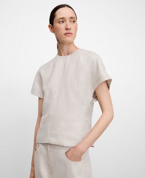 Linen Japanese sleeve semi-fitted top