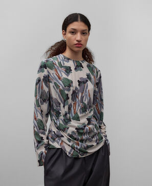 Top estampado cintura drapeada mujer