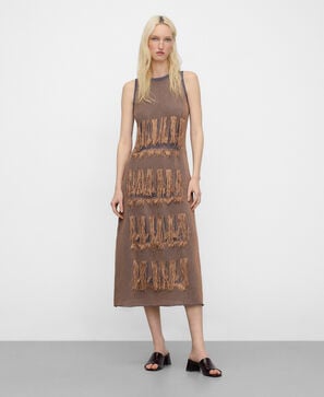 Fringed jacquard knit dress