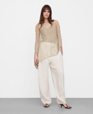 Metallic knit cape sweater