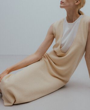 Double linen cotton dress woman