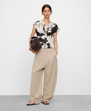 Cotton ruched printed top
