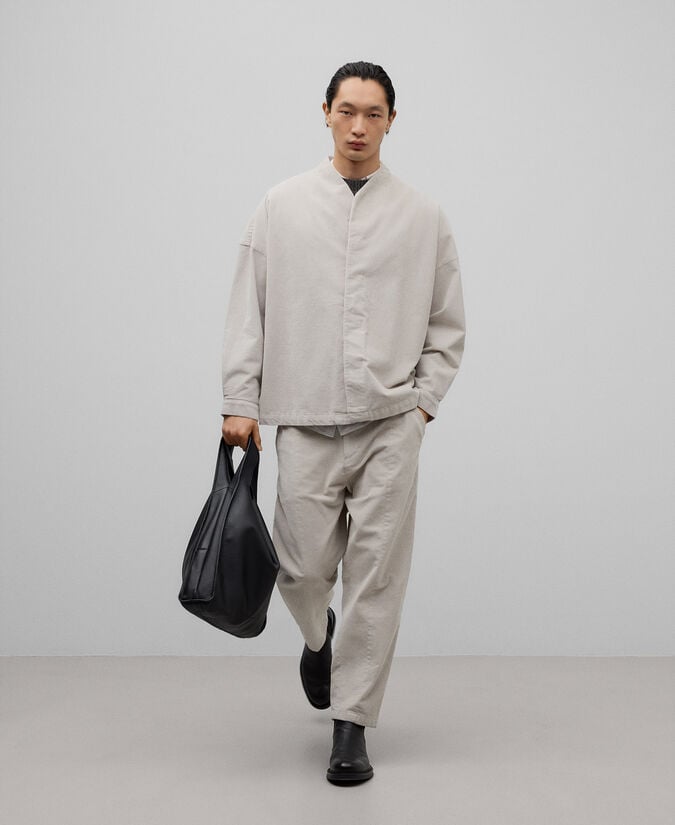 Ropa Pantalon Pana Blanco Hombre Pantalón Confort Tobillero (pana