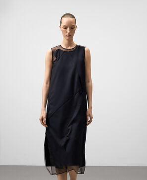 Kleid aus kontrastierendem Crinkle-Stoff für Damen