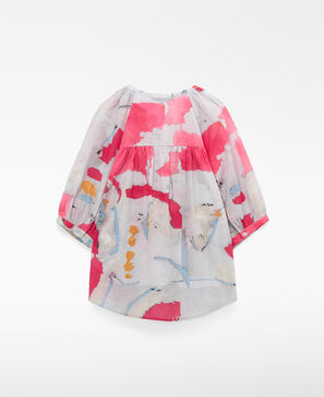 Cotton V-neckline printed blouse