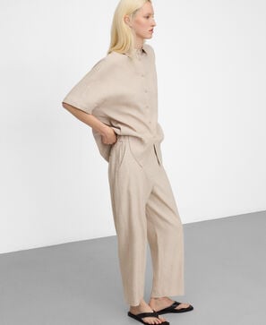 Microprint straight-leg trousers