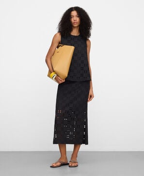 Poplin skirt with English embroidery