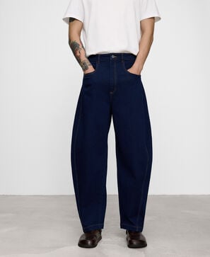 Denim barrel fit trousers