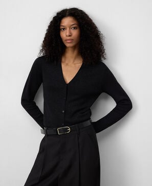 Metallic knit fitted cardigan woman
