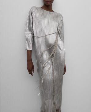Silver crinkle dress woman