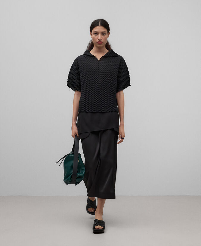 Adolfo dominguez Polo crinkle zigzag negro mujer