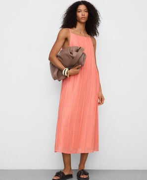 Vestido evas&eacute; plisado ramio