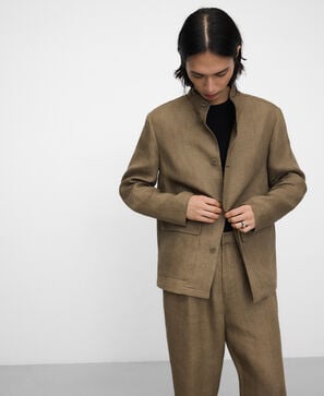 European linen semi-jogger trousers