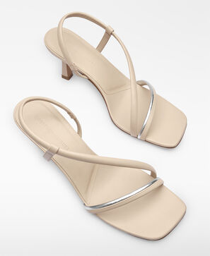 Leather heeled sandal woman