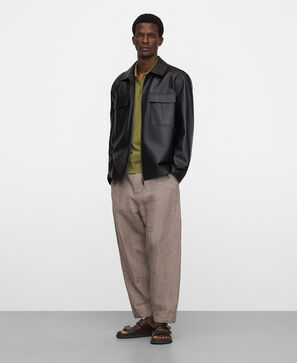 Cotton slim fit zip polo shirt