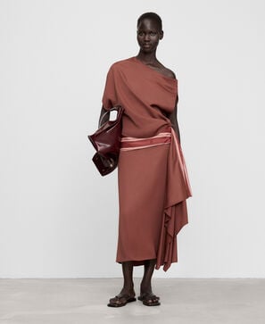 Jupe ceinture obi drap&eacute; lat&eacute;ral