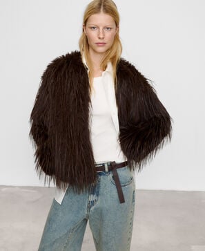 Long-haired faux fur coat