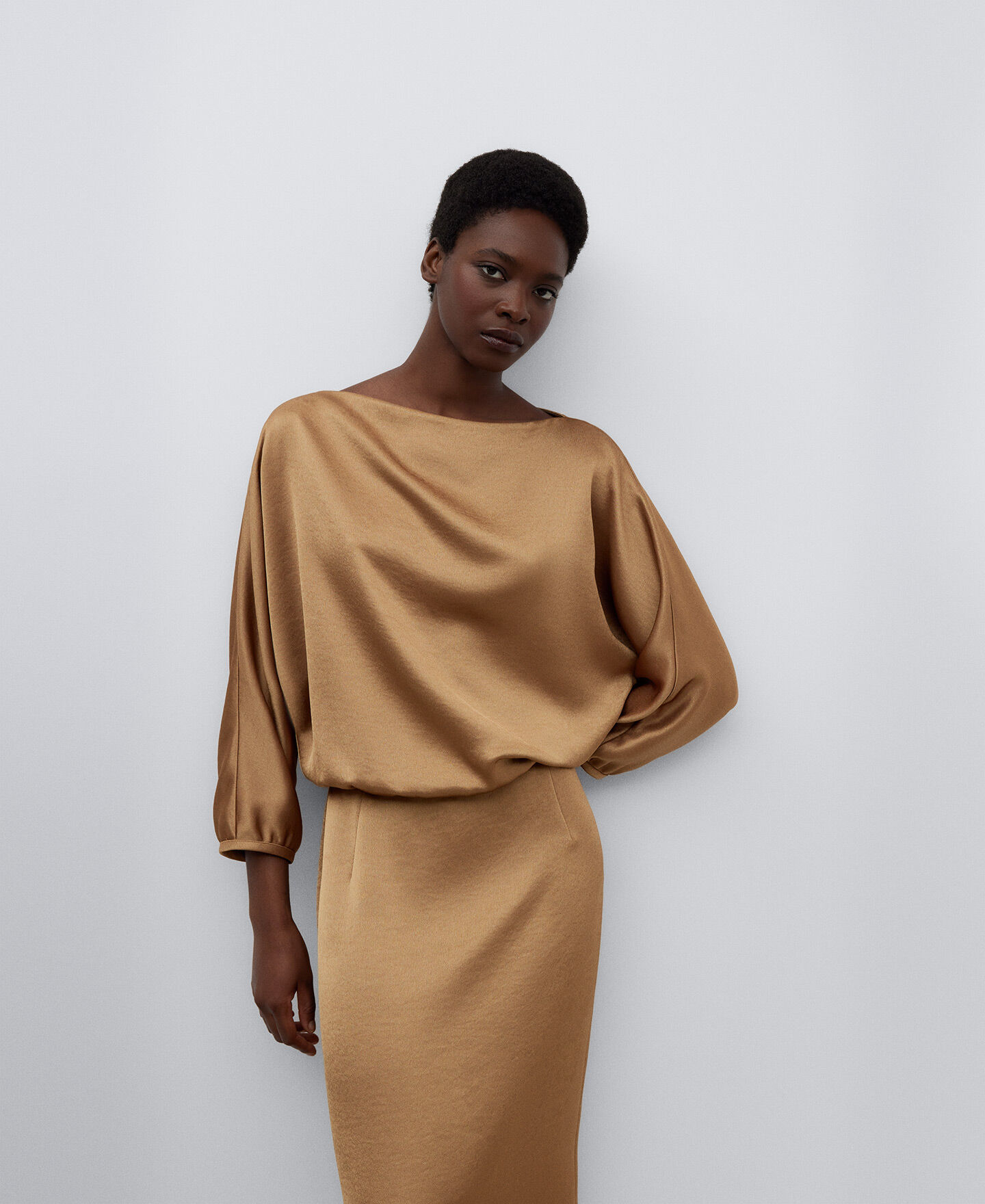 Camel sales midi dress