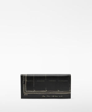 Leather map-printed wallet