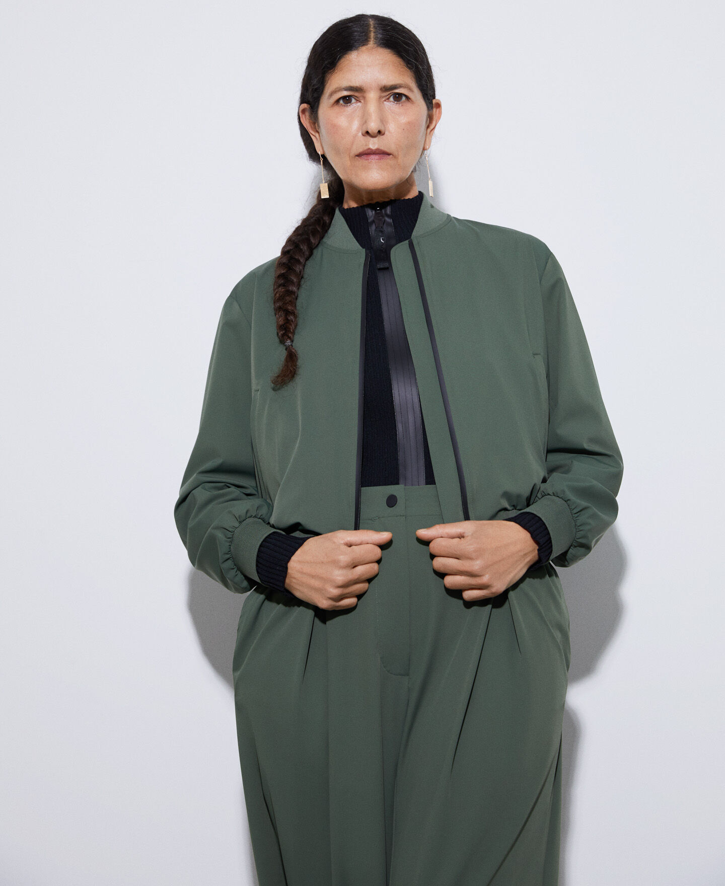 veronica beard green leather jacket