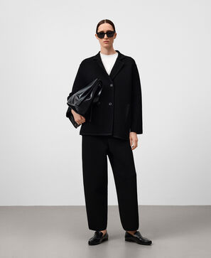 Structured knit cross-over jacket woman