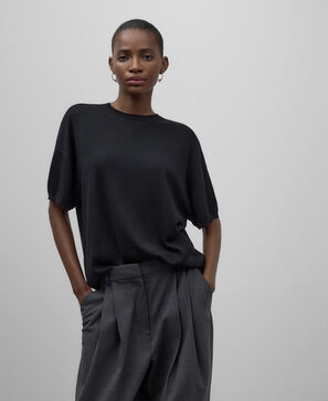 Merino wool short sleeve sweater woman