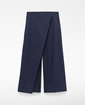 Poplin wrap-front culotte trousers