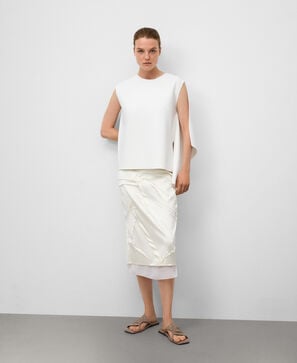 Armhole sleeve top with side godet woman