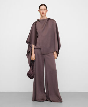 Satin asymmetric top with cape