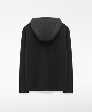 Nylon and knit hooded jacket