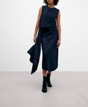 Top tejido lana para mujer azul marino