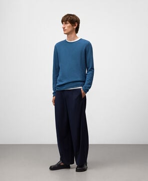 Rolled neck structured knit T-shirt man